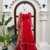 Stylish Deepika 6045 Tabby Silk Mirror Work Fancy Anarkali Gown Sharara With Dupatta Set 2026