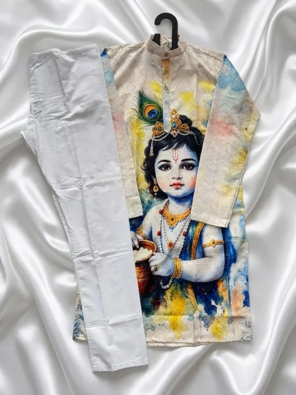 Launching Kiara Cotton Crochet Sequence Work Krishna Janmashtami Kurta Pajama For Mens 2026