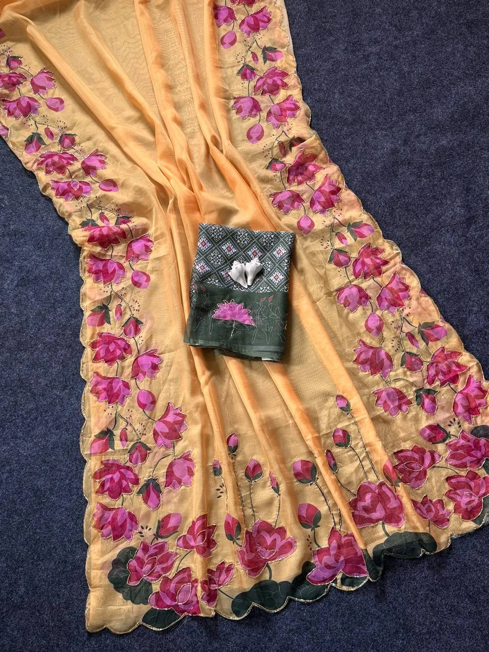 Beautiful WMS Tabby Silk Printed Hand Work Festival Saree Supplier in Surat 2026