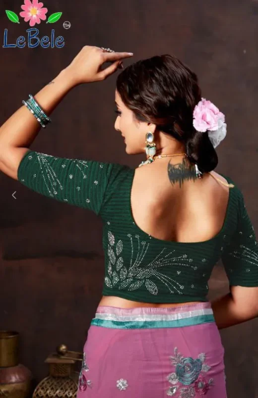 Beautiful Nayra Coated Swarovski Work Stretchable Big Size Blouse Online Shopping Surat 2026