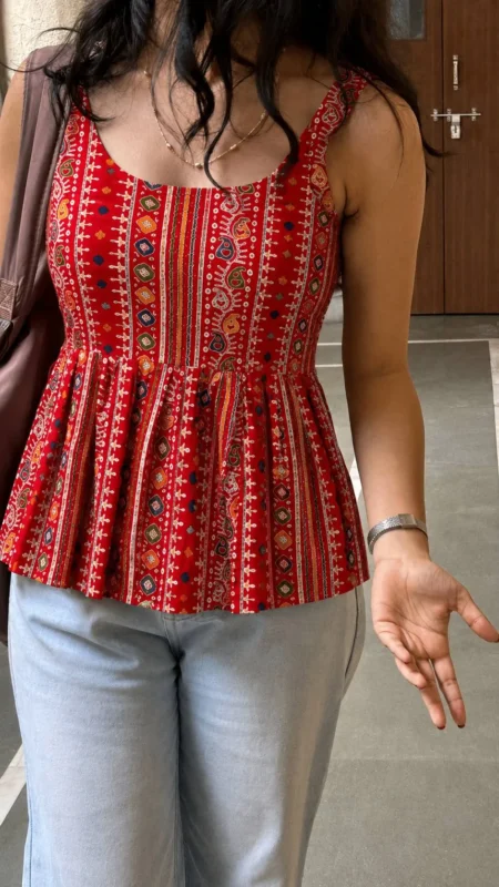 Latest SS2016 Bandhej Rayon Printed Short Top For Girls 2026