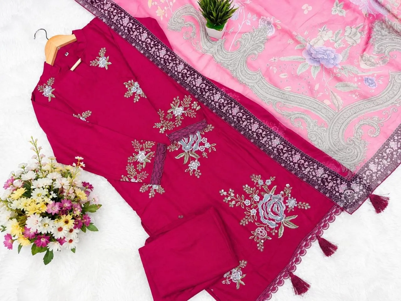 Zarin 204 Viscose Rayon Embroidery Work Pakistani Party Wear Suit Set