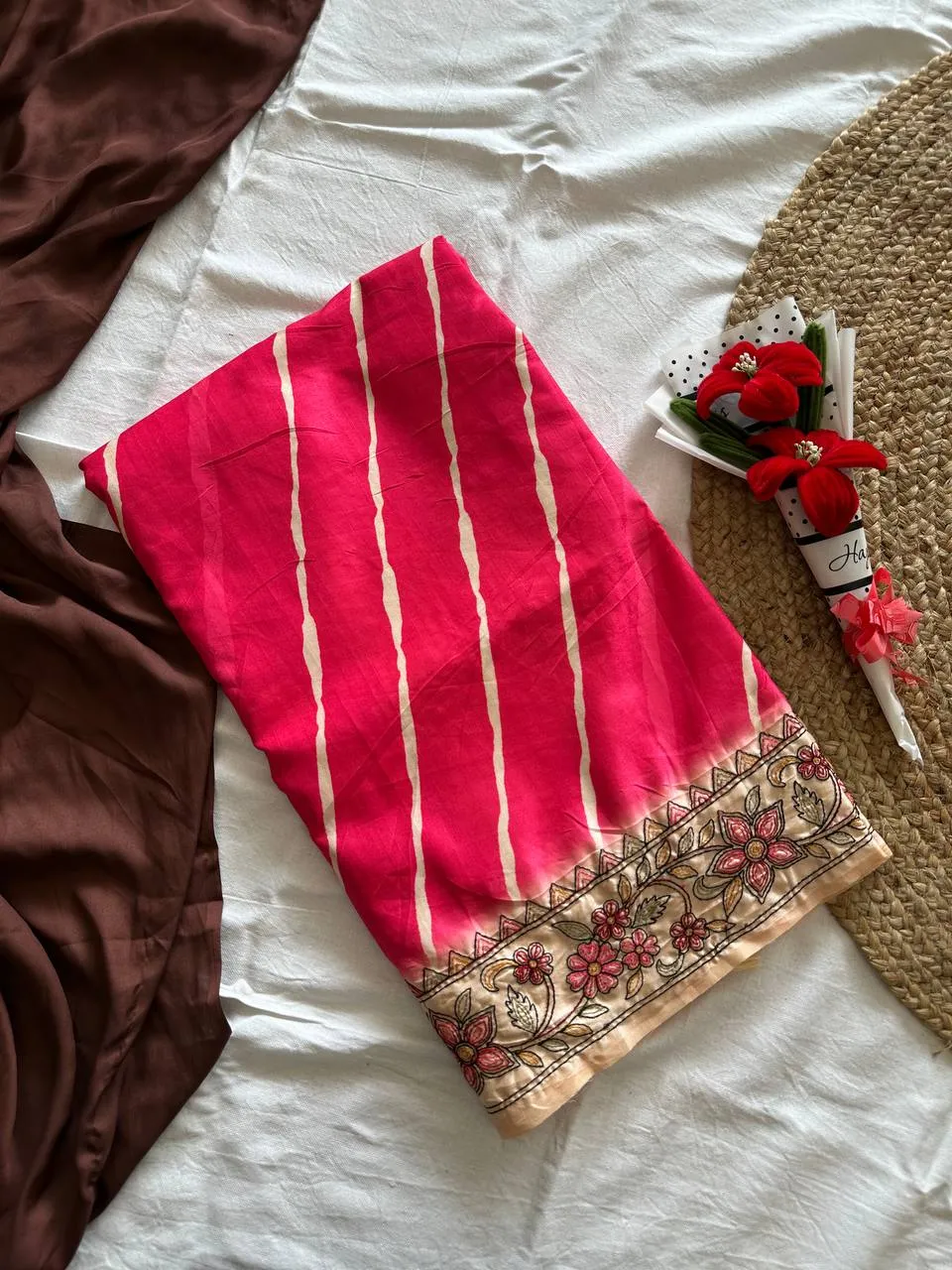 MHV Mouni Silk Hand Loom Printed Work Daily Wear Saree