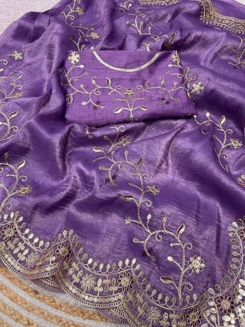 RBC 6016 Gold Crush Designer Gota Foil Work Festival Saree