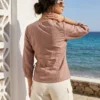 Shiv 1076 Linen Cotton Embroidery Office Wear Top For Women
