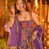 STD 6130 Pure Crepe Organza Embroidery Printed Work Anarkali Gown with Pant Dupatta Set