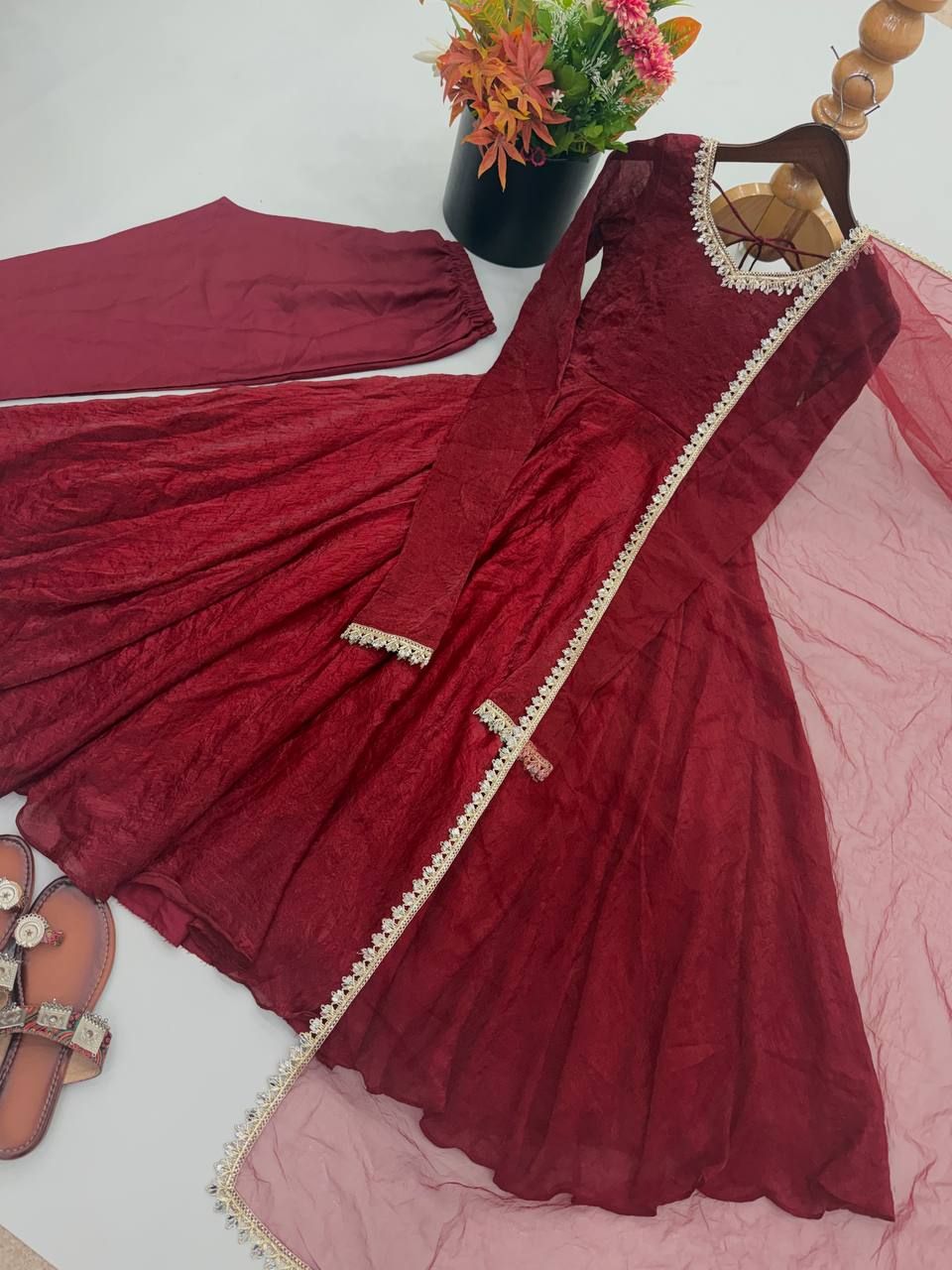Sabina 5355 Doremon Crush Mirror Work Festival Gown Pant Dupatta - Image 3