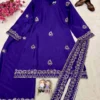 C585 243 French Crepe Sequence Embroidery Work Wedding Wear Kurti Plazzo Set