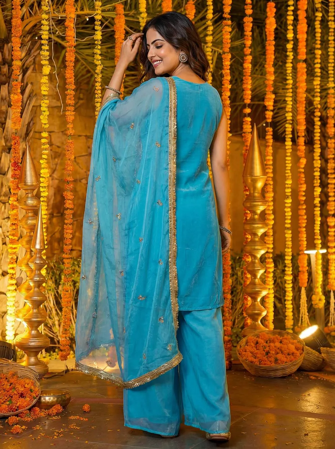Stylish DKT 5166 Fandy Silk Sequence Embroidery Work Festival Sharara Suit With Dupatta 2026