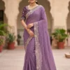 Kusum Star Georgette Silk Thread Embroidery Work Saree Market in India