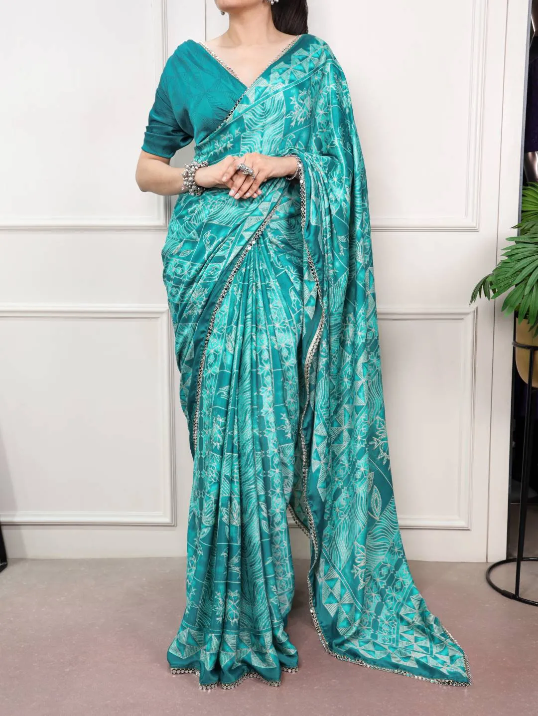Beautiful WMN 7403 Kashviya Satin Silk Mirror Work Trending Party Wear Saree 2026