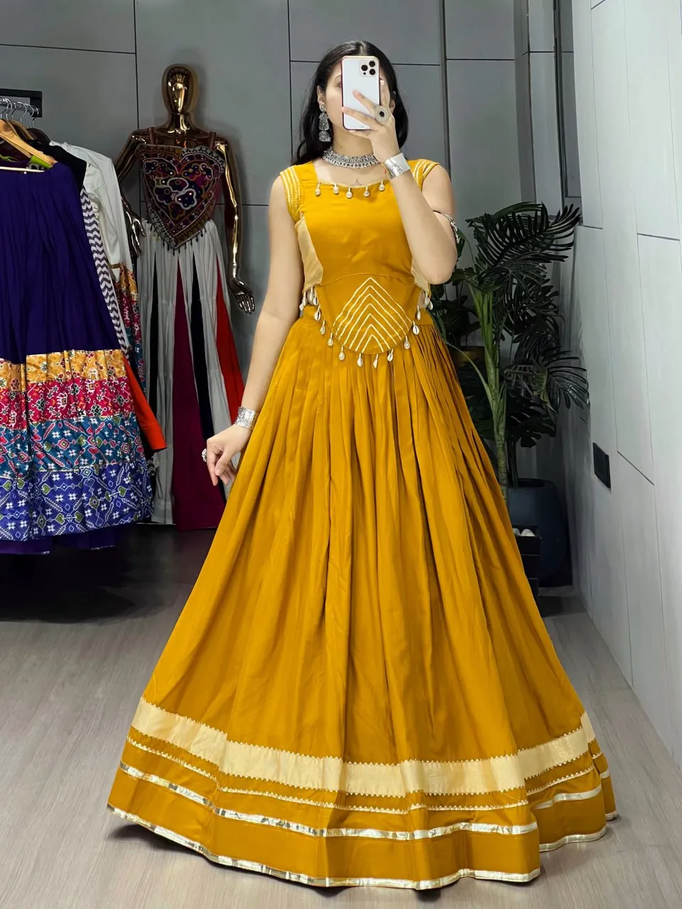 WMT 8060 Ambaa Rayon Cotton Gota Patti Work Navratri Garba Collection