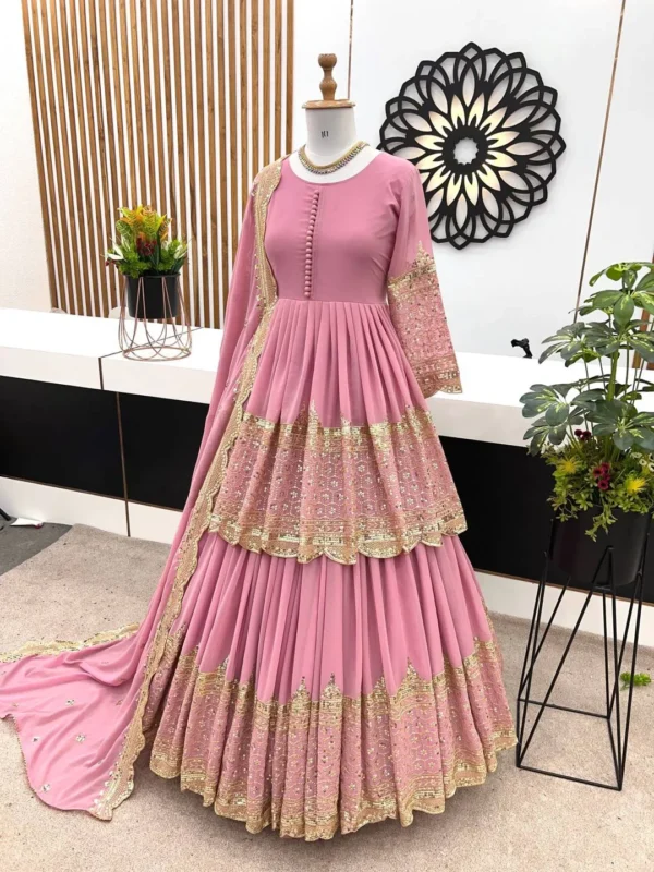 Beautiful Sabina Georgette Embroidery Sequence Work Party Wear Top Skirt With Dupatta 2026