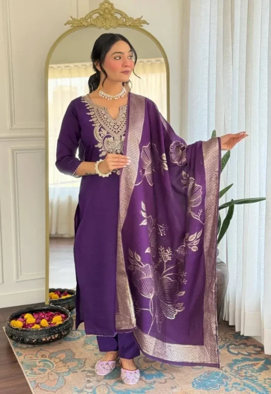 Stylish ATQ Cotton Reva Embroidery Sequence Work Readymade Dress Collection 2026