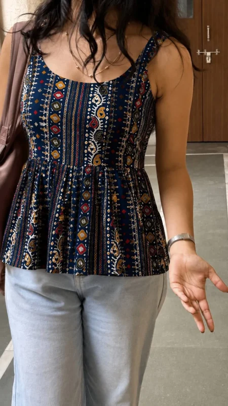 Latest SS2016 Bandhej Rayon Printed Short Top For Girls 2026