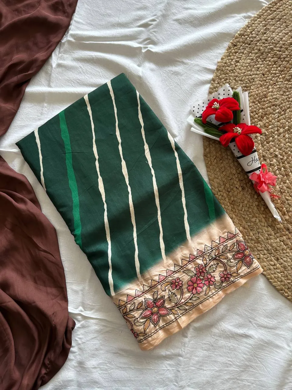 MHV Mouni Silk Hand Loom Printed Work Daily Wear Saree