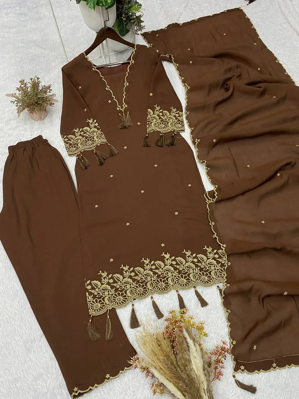 BV 481 Rayon Embroidery With Latkan Work Traditional Festival Dress for Women