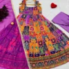 STD 6130 Pure Crepe Organza Embroidery Printed Work Anarkali Gown with Pant Dupatta Set