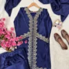 Launching C585 1489 Satin Sequence Embroidery Zari Work Readymade Dress Manufacturers in India 2026