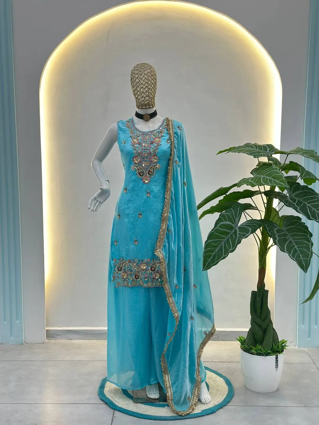 Stylish DKT 5166 Fandy Silk Sequence Embroidery Work Festival Sharara Suit With Dupatta 2026