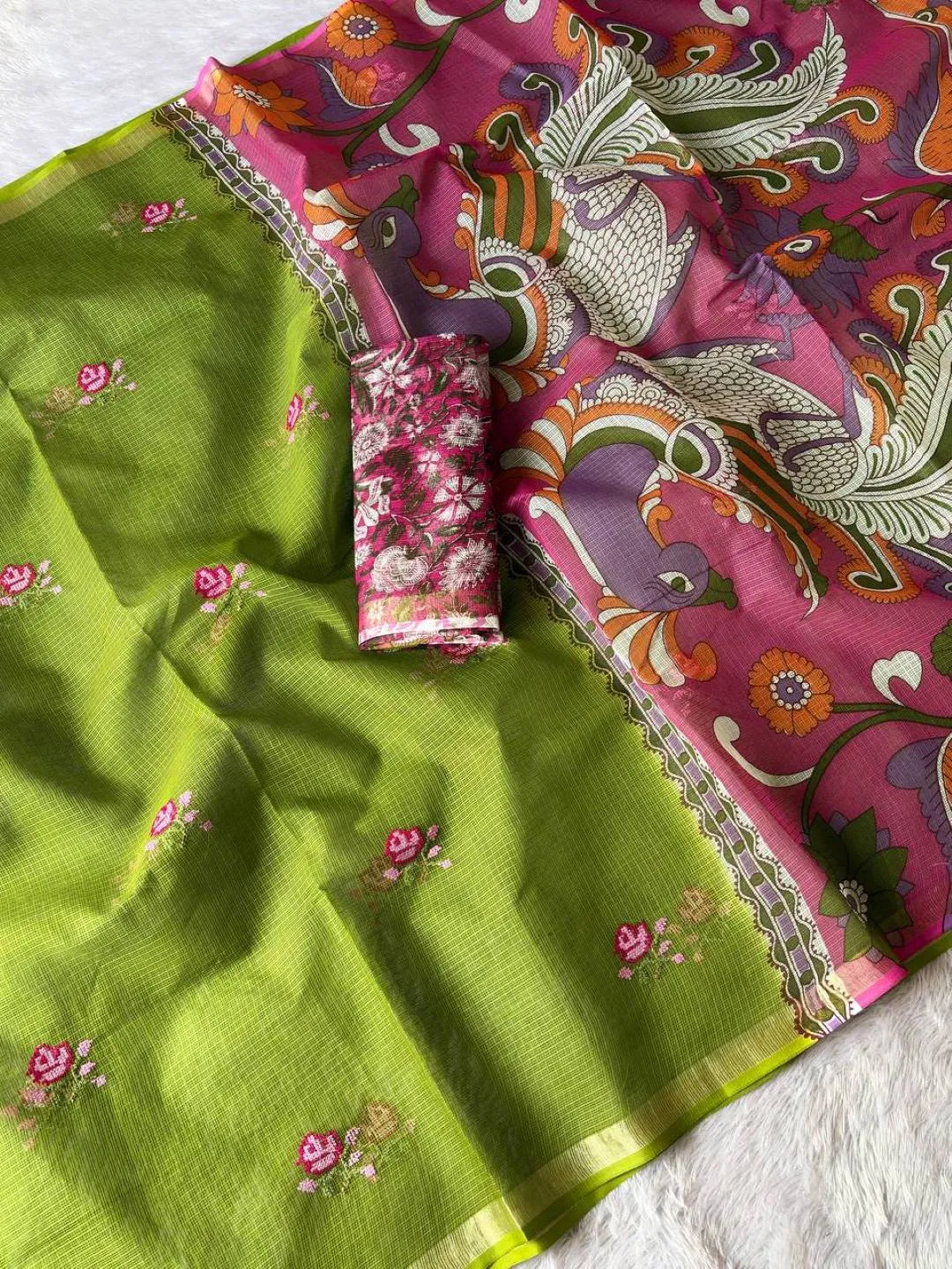 Launching MHV Kalamkari Dori Kota doriya Printed Embroidery Saree 2026