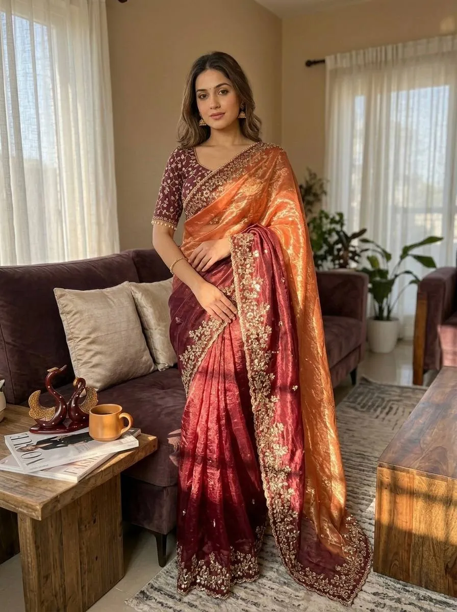 Stylish SS1010 5568 Fandy Chiffon Embroidery Work Saree Exporters Online 2026