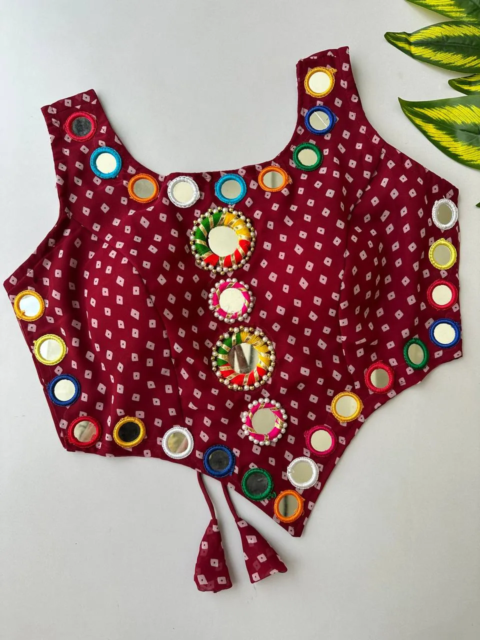 Launching Ruhi 21 Georgette Bandhani Mirror Work Navratri Trending Readymade Blouse 2026