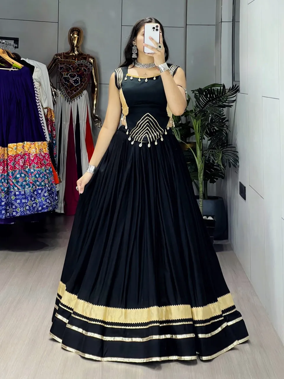 WMT 8060 Ambaa Rayon Cotton Gota Patti Work Navratri Garba Collection