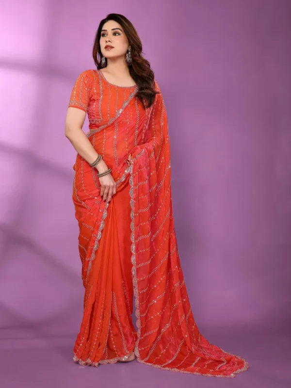 Buy Netra 105 Satin Silk Beads Work Festival Saree Manufacturer in Surat 2026
