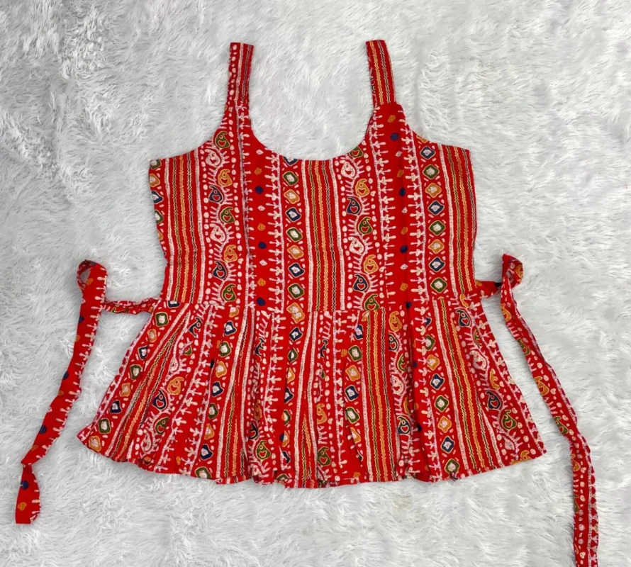 Latest SS2016 Bandhej Rayon Printed Short Top For Girls 2026