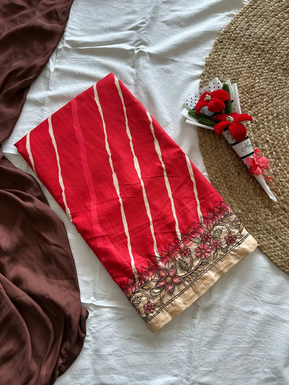 MHV Mouni Silk Hand Loom Printed Work Daily Wear Saree