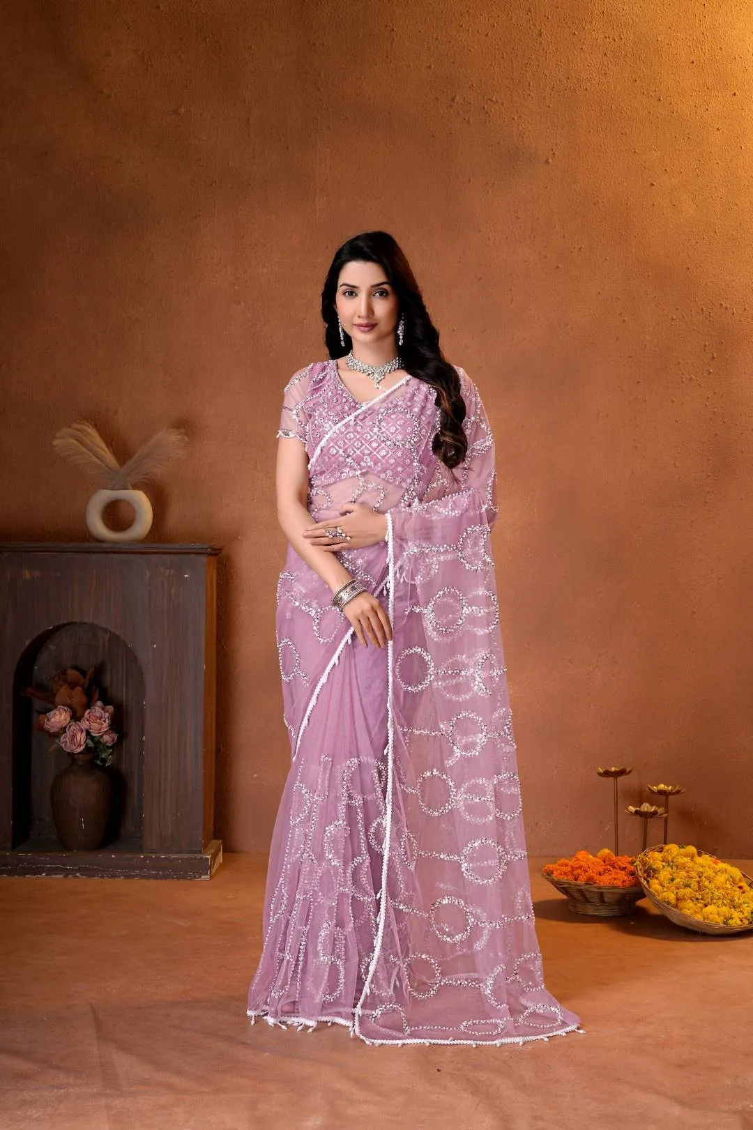 Buy DKT 5177 Net Embroidery Party Wear Saree Exporter in India 2026