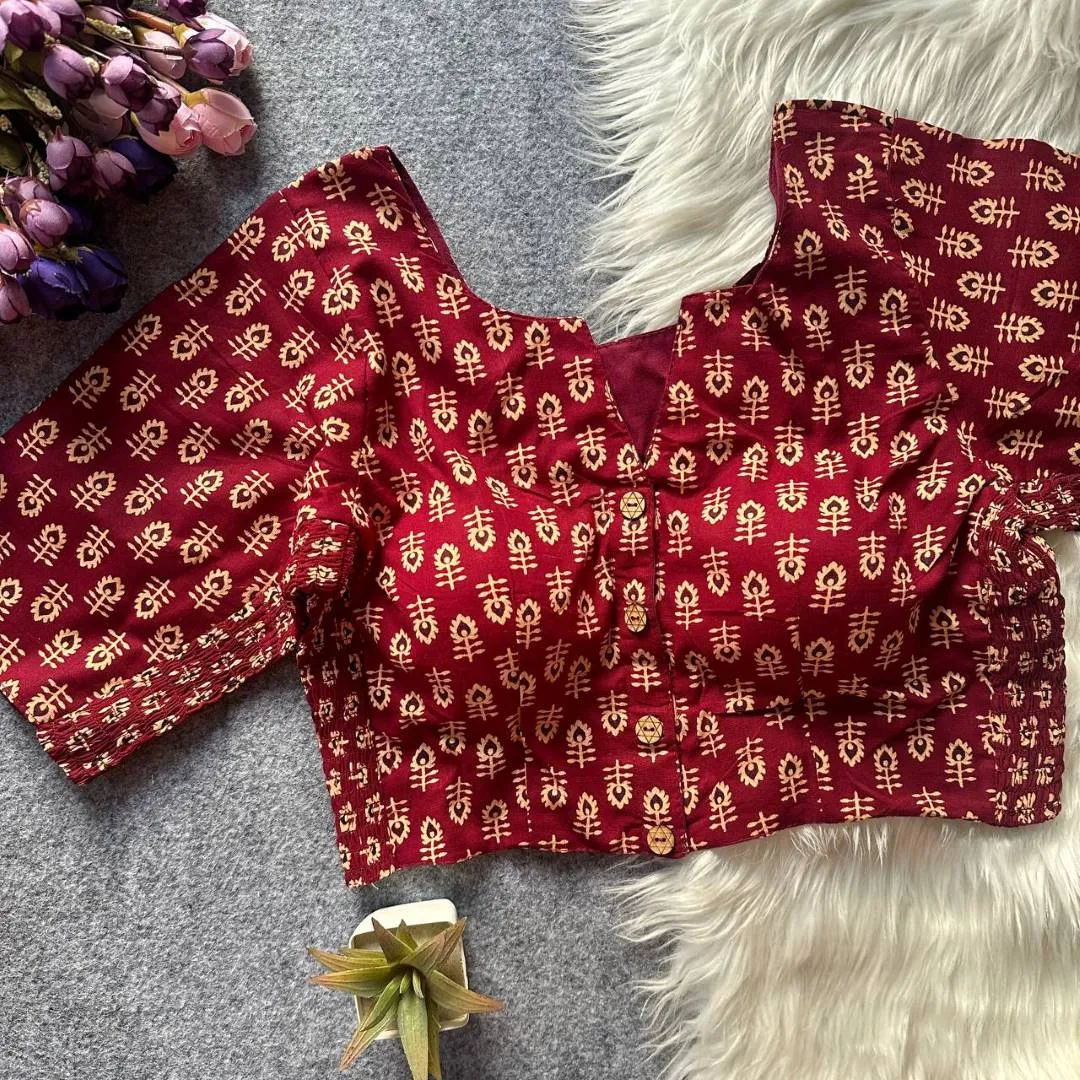 Beautiful Ruhi Ajrakh Cotton Readymade Blouse Supplier in Surat 2026