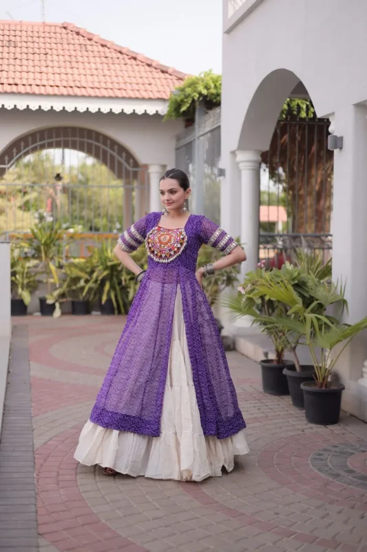 Stylish Moni 1266 Georgette Bandhani Printed Work Navratri Long Kurti Skirt 2026