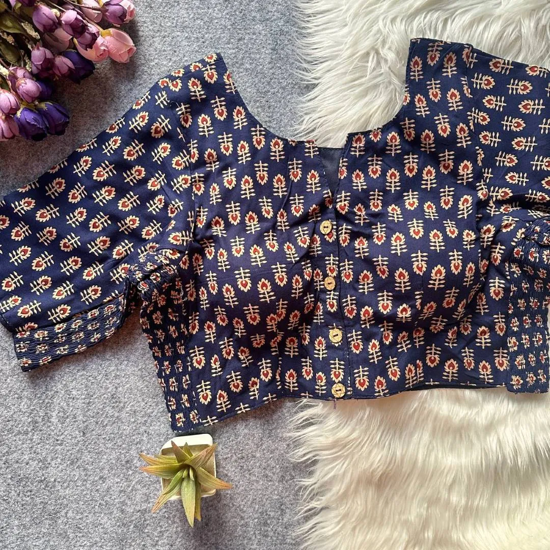 Beautiful Ruhi Ajrakh Cotton Readymade Blouse Supplier in Surat 2026