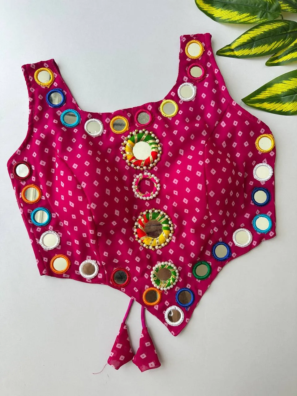 Launching Ruhi 21 Georgette Bandhani Mirror Work Navratri Trending Readymade Blouse 2026