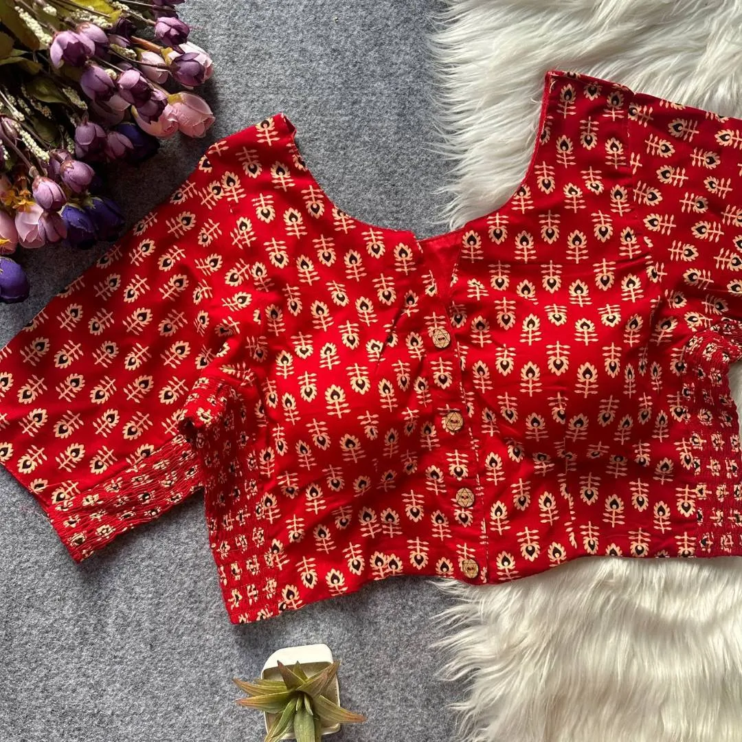 Beautiful Ruhi Ajrakh Cotton Readymade Blouse Supplier in Surat 2026