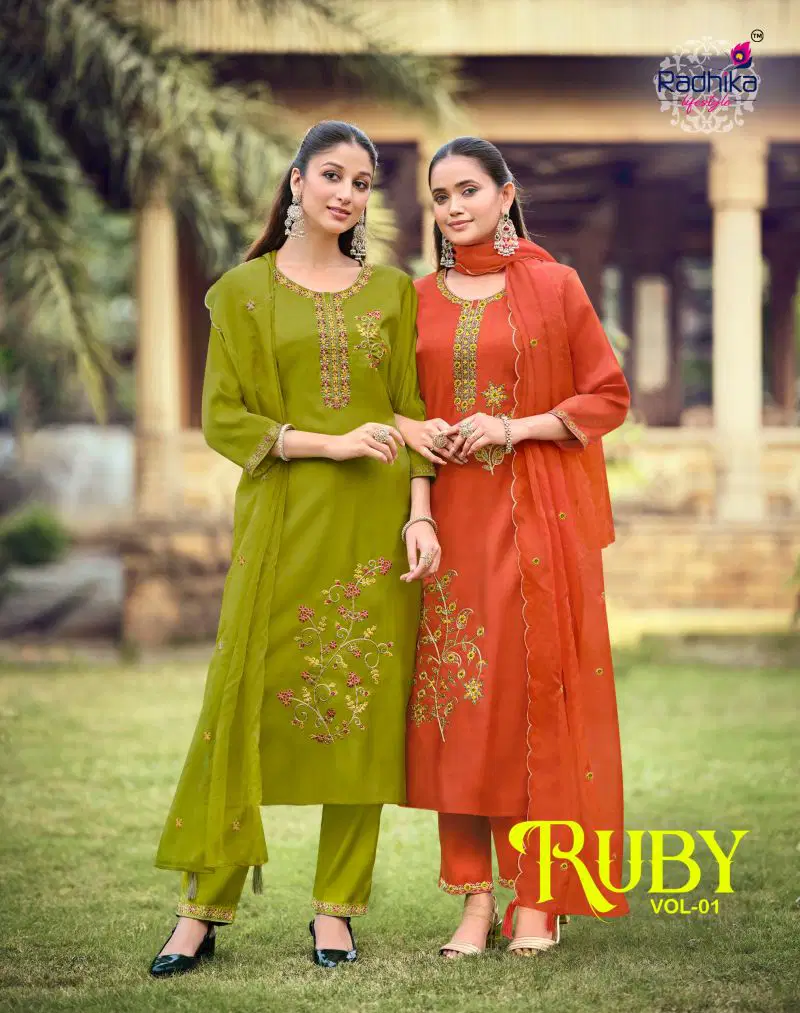 Radhika Ruby Vol 1 Roman Embroidered Salwar Kameez Wholesale