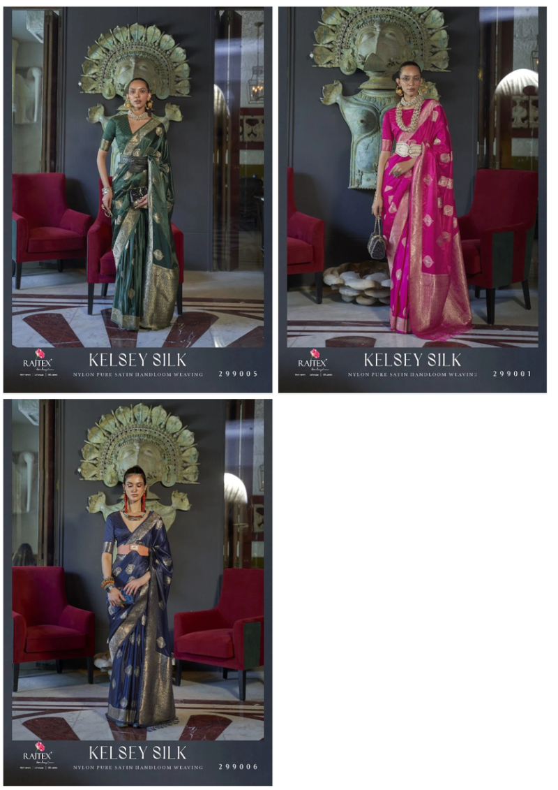 Latest Rajtex Kelsey Silk Nx Satin Handloom Weaving Saree Collection Wholesale 2026
