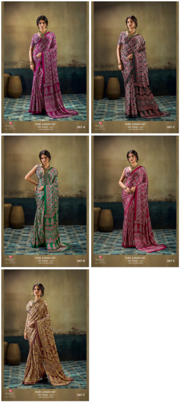 Launching Rajtex Pure Ajrakh 047 Satin Ajrakh Printed Saree Wholesale 2026