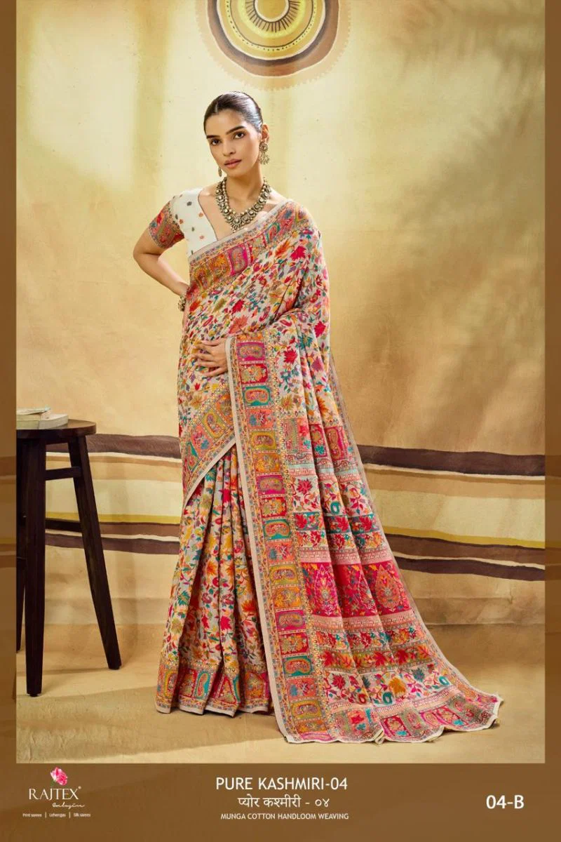 Rajtex Pure Kashmiri Vol 4 Cotton Pashmina Weaving Saree Collection Wholesale