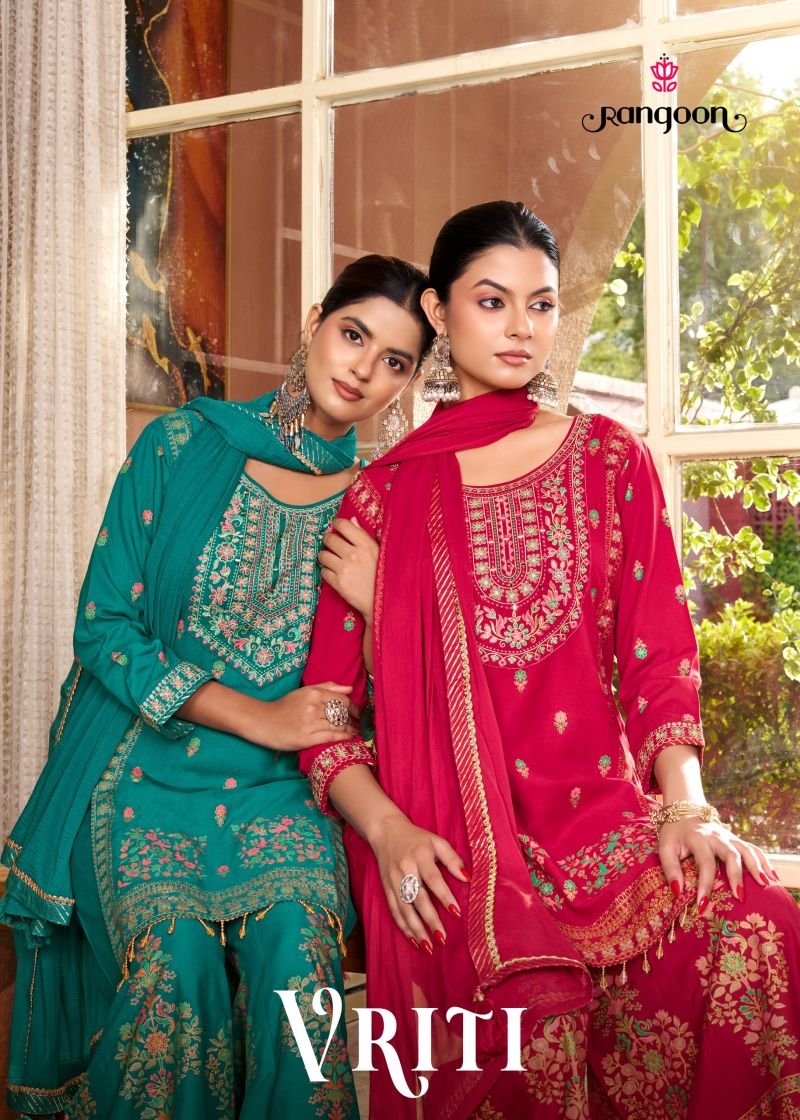 Rangoon Vriti Rayon Printed Khatli Handworked Salwar Kameez Collection Wholesale