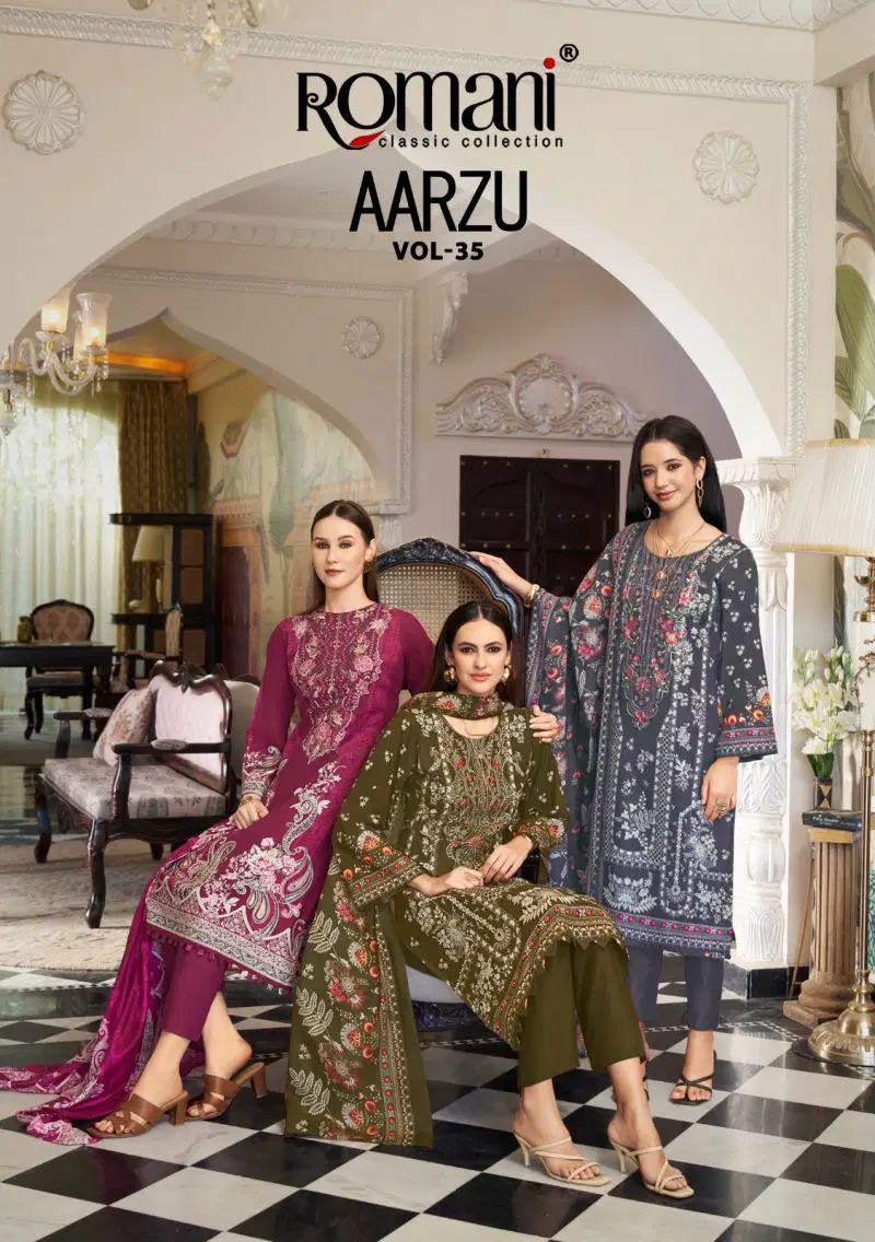 Romani Aarzu Vol 35 Soft Cotton Digital Printed Dress Material Wholesale