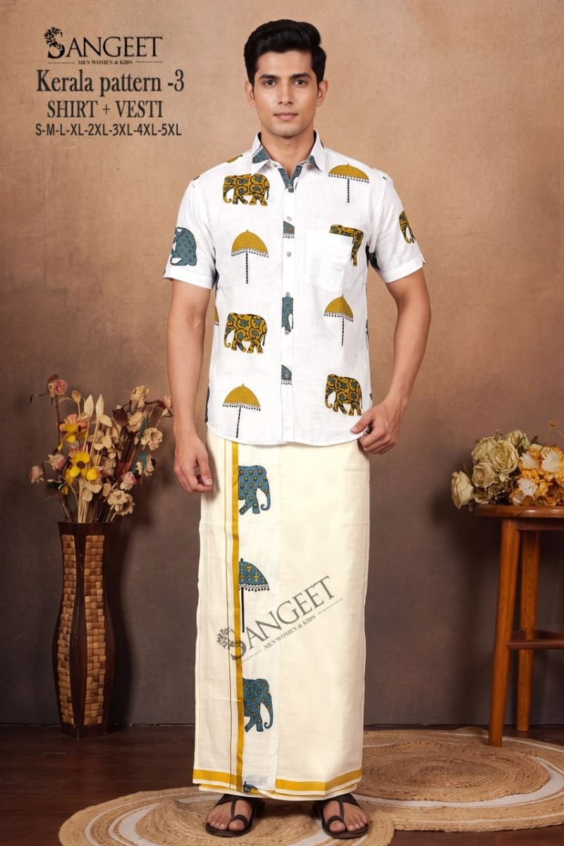 Stylish Sangeet Kerala Patterns Vol 3 Mens Rayon Shirt With Vesti Wholesale 2026