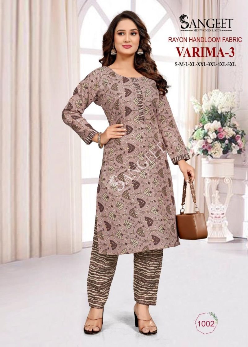 Stylish Sangeet Varima Vol 3 Rayon Handloom Kurti With Bottom Collection Wholesale 2026