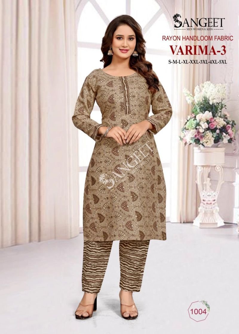 Stylish Sangeet Varima Vol 3 Rayon Handloom Kurti With Bottom Collection Wholesale 2026