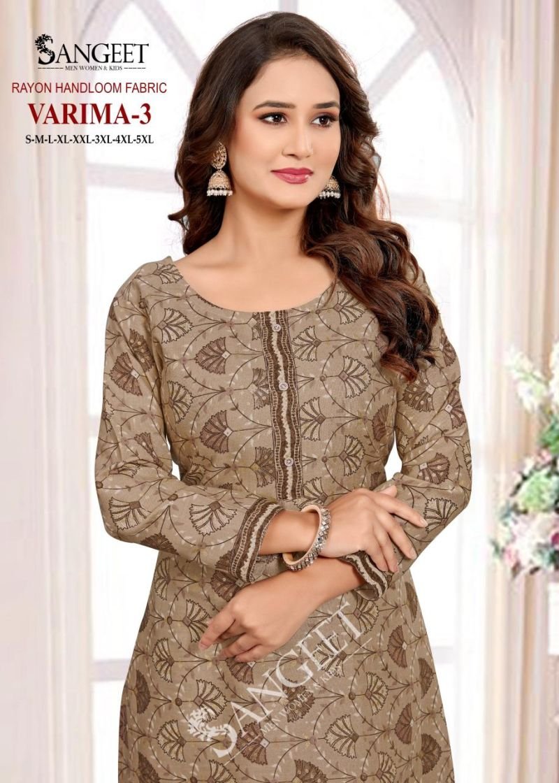 Stylish Sangeet Varima Vol 3 Rayon Handloom Kurti With Bottom Collection Wholesale 2026