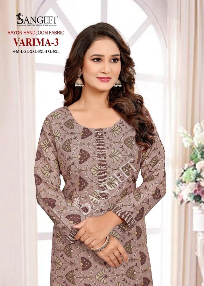 Stylish Sangeet Varima Vol 3 Rayon Handloom Kurti With Bottom Collection Wholesale 2026