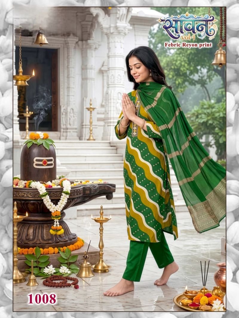 Stylish Savan Vol 1 Rayon Digital Printed Kurti WIth Bottom Dupatta Wholesale 2026