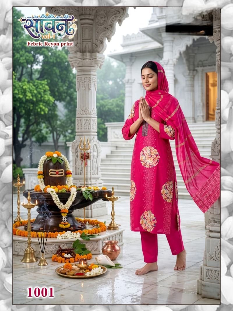 Stylish Savan Vol 1 Rayon Digital Printed Kurti WIth Bottom Dupatta Wholesale 2026